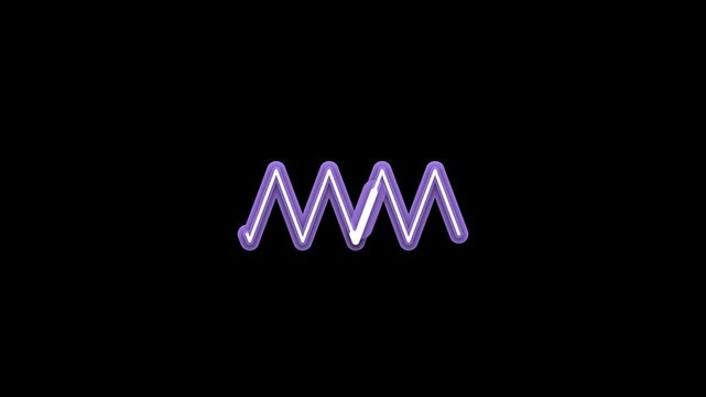 Neon lines drawing zigzags waves and spirals on alpha channel