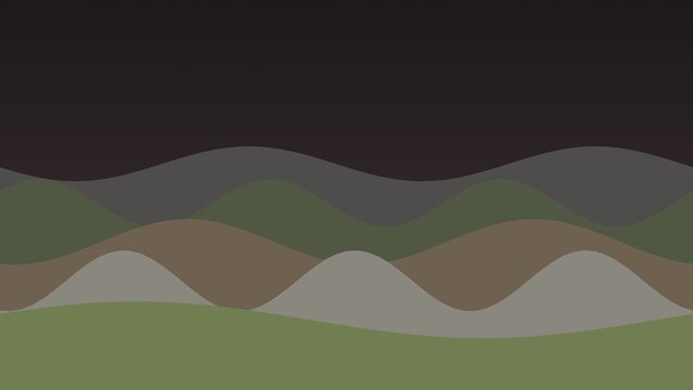 Stylized night looping landscape with wavy layered hills