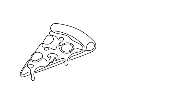 Continuous Line Drawing Pizza Slice Minimalist Vector Illustration Fast Food Concept