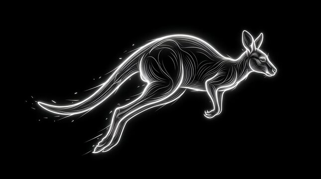 Kangaroo silhouette running on dark background