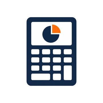 Flat budget planning icon with calculator and pie chart