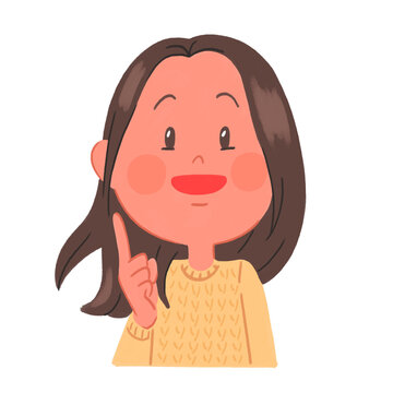 similing woman having a creative idea or solution, eureka concept illustration