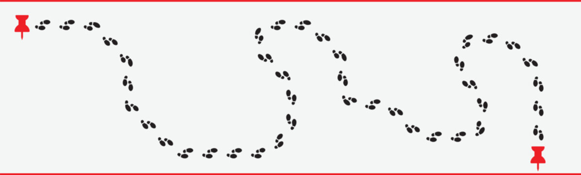 Foot Steps track mark. Vector leg prints and trail indicator.