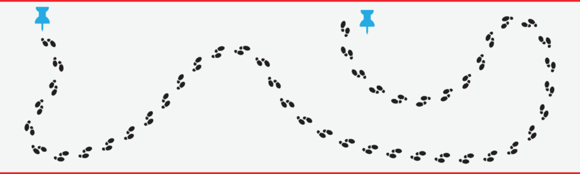 Foot Steps track mark. Vector leg prints and trail indicator.
