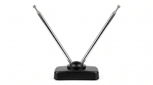 Indoor TV Antenna Rabbit Ears Isolated on White Background