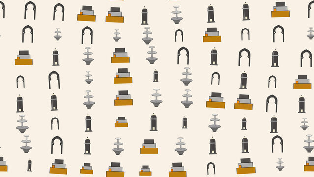 Stylized Islamic Architectural Elements Pattern