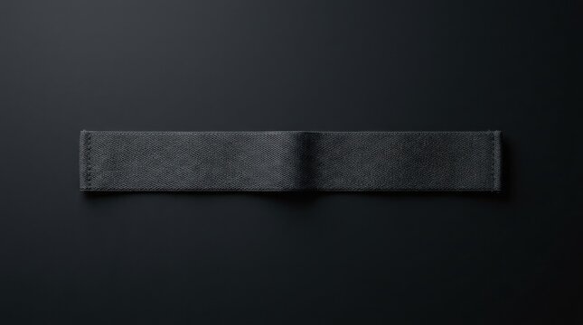 Black textile watch strap on dark background.