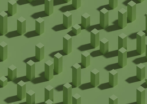 Seamless isometric pattern of prisms with shadows. 3D illustration.