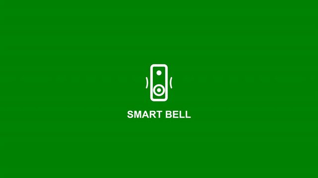 Smart bell ringing icon with motion waves isolated on green screen overlay