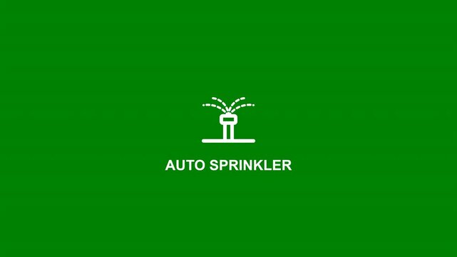 Automatic lawn sprinkler icon with spraying water on green screen background