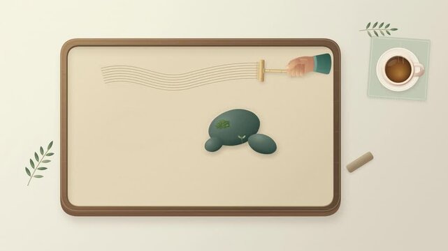 Zen Garden Sand Raking Animation Relaxing