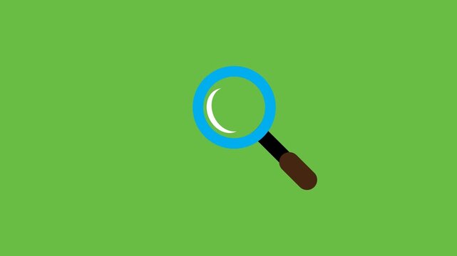 Magnifying Glass Rotating Search Animation on Green Screen   