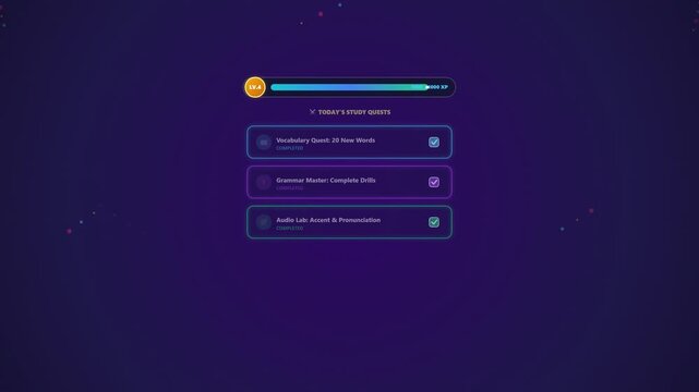 Gamified Educational App Interface Level Up Animation