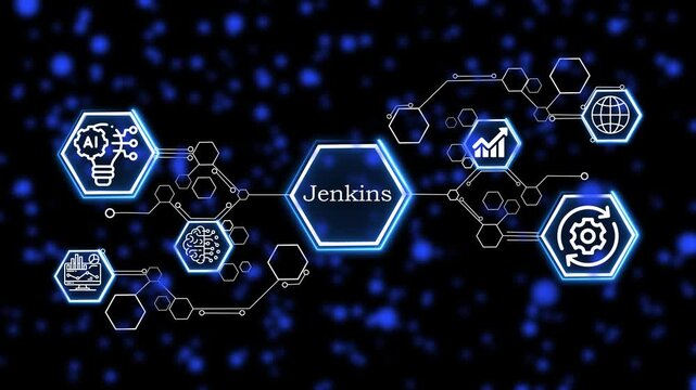 Jenkins  AI-Driven Project Analytics, Hexagon Digital Nodes, Smart Workflow Automation and Business Intelligence  Next-Gen Agile Workflow, AI-Powered Team Collaboration, Smart Task Tracking 4k video 