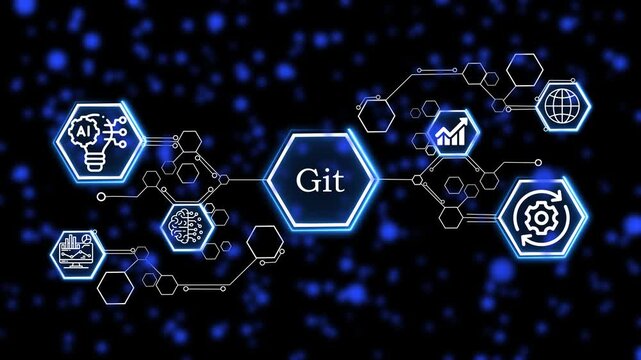 GIT AI-Driven Project Analytics, Hexagon Digital Nodes, Smart Workflow Automation and Business Intelligence  Next-Gen Agile Workflow, AI-Powered Team Collaboration, Smart Task Tracking 4k video 