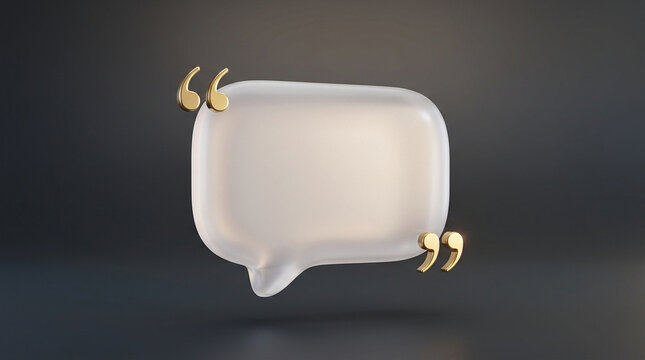 Speech bubble with quotation marks floating in dark space