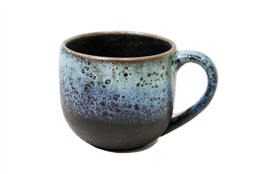Ceramic coffee mug with speckled matte finish isolated on transparent