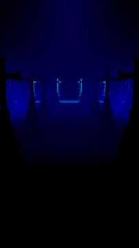 Stone Cross Rows in Blue and Cyan Light Vertical