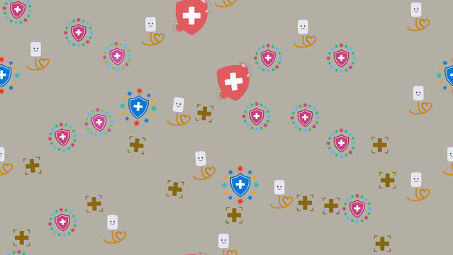 Seamless pattern of health and virus protection icons
