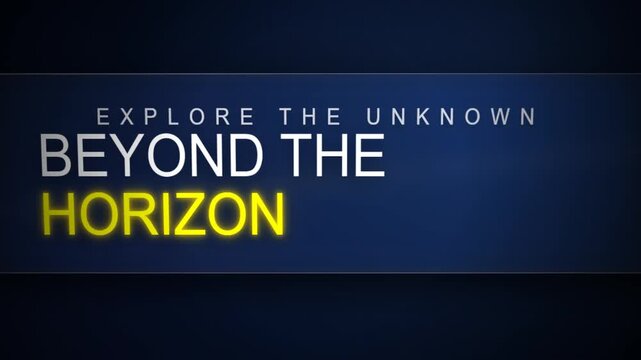 Cinematic space exploration title animation featuring Beyond the Horizon text on a dark blue background with lens flares and subtle star particles for sci-fi film intros.