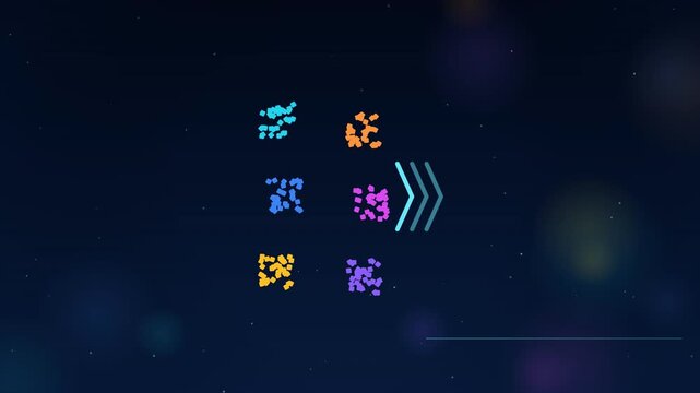 data disintegration and assembly Colorful Confetti Particles Falling On A Dark Blue Background With Abstract Glowing Lights For Festive Celebrations And Party Concepts