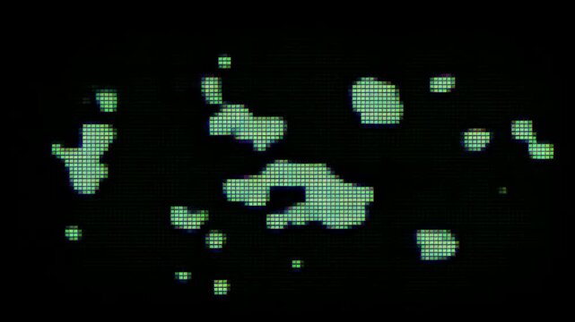 崩れては戻るモザイク状の光のグリッチエフェクト