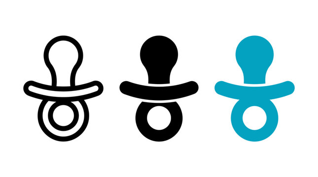Set of infant pacifier icons for baby products with parenting