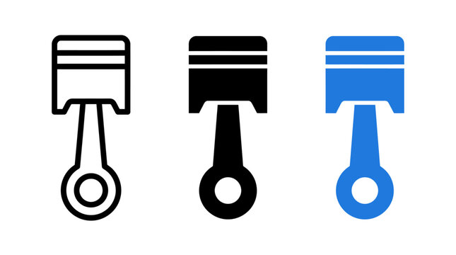 Three graphic variations of an internal combustion engine piston with mechanical