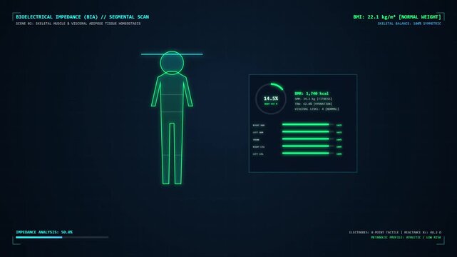 Bioelectrical Impedance Analysis Body Composition Digital Scan HUD