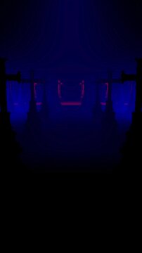Stone Cross Rows in Blue and Red Light Vertical