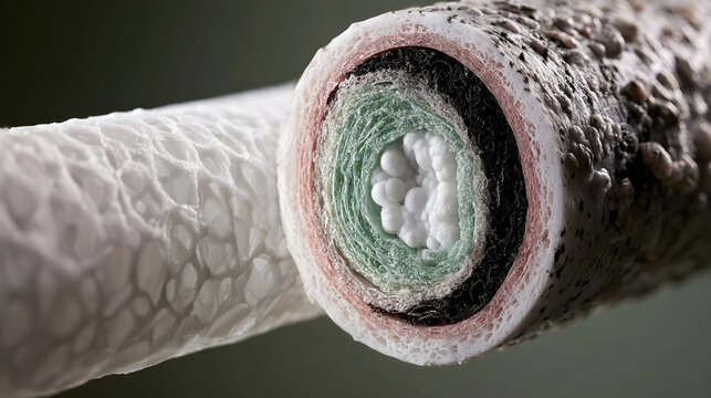 Filtration Cartridge Cross-Section Magnified Showing Layered Media