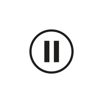 Modern pause button icon in black and white Vector