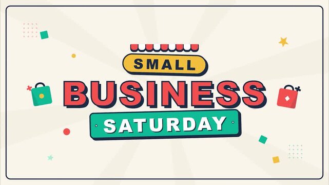 Small business saturday promotional marketing graphic modern flat retro style asset for supporting local retail shops and small commerce business events