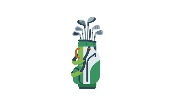 Golf clubs in a bag a flat vector illustration on a white background