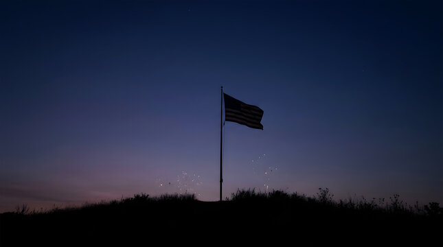 Pakistan flag waving in the wind against a dramatic twilight sky with city lights