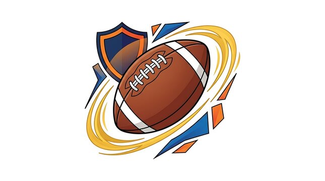 Dynamic Football Icon with Shield and Swirling Motion