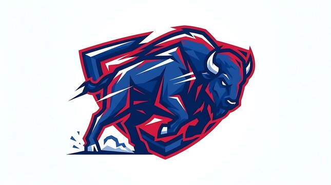 Dynamic Red Blue Bull Charge Logo
