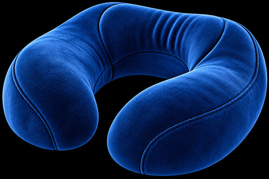 Comfortable Blue Neck Pillow Design, Home, Product Photography, Soft Texture, Close-Up, Relaxation