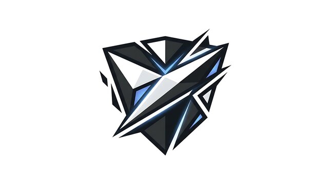 Geometric Sharp Triangular Logo in Dark Blue White and Gray