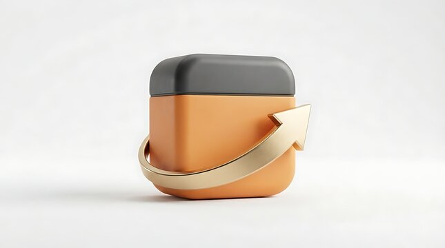 Orange Square Box with Gray Lid and Golden Arrow Wrap