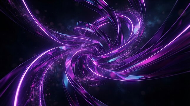 Vibrant Purple Abstract Light Swirls in Dark Space