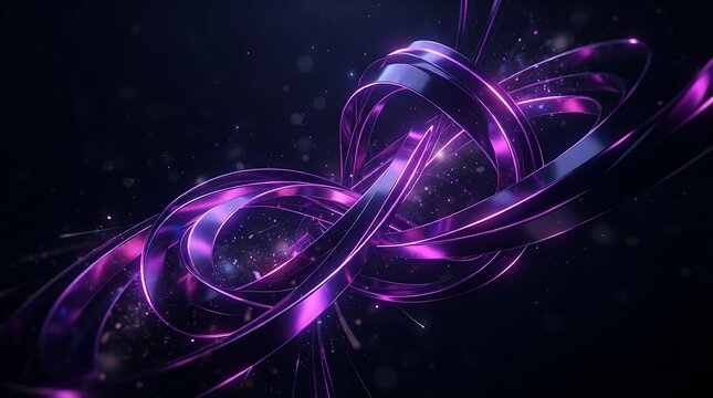 Vibrant Purple Ribbon Orbits Abstract Design