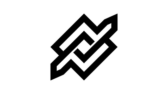 Abstract Geometric Interwoven Shape in Black on White