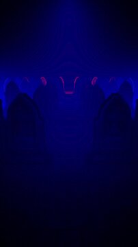 Gothic Tombstones in Blue and Red Light Vertical