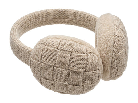 Knitted earmuffs isolated on transparent background cutout winter accessory