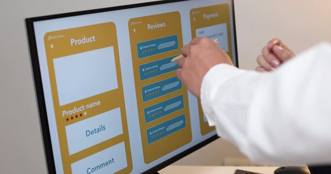 UX UI design and user experience development, featuring creative professionals collaborating on interface layouts, reviewing design prototypes, and refining visual elements to create intuitive.