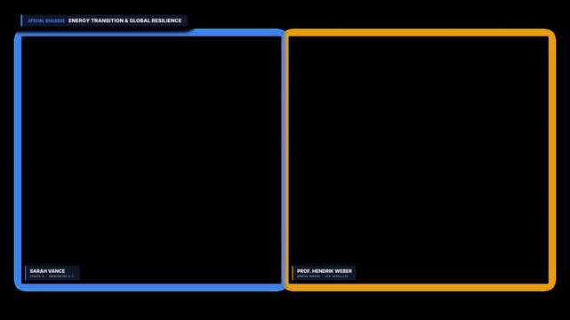 Blue and orange dualplayer hud border frames a gaming screen, ideal for esports overlays, stream layouts, arcade menus, multiplayer interfaces.