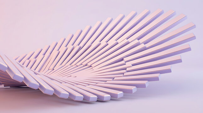Abstract parametric structure made of repeating light purple rectangular elements with shape prism geometric form