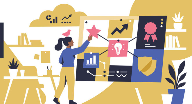 Business Goal Setting and Strategic Planning Vision Board &ndash; Vector Illustration