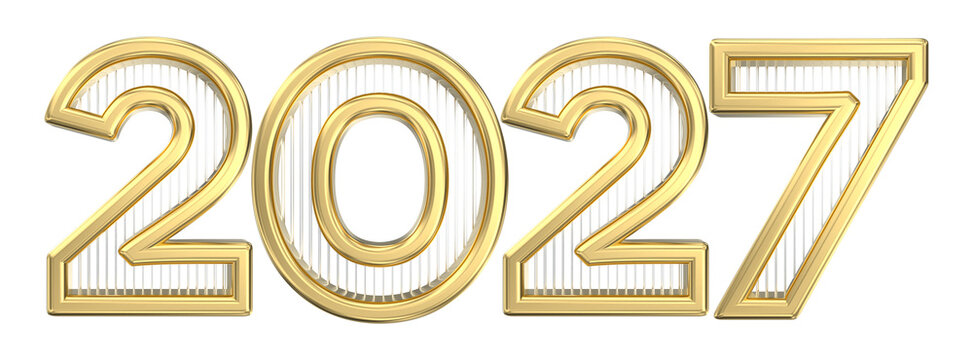 3D gold 2027 numbers render